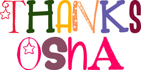 Thanks Osha Hand Lettering Illustration for Mug Design, Brochure, Label, Book Cover