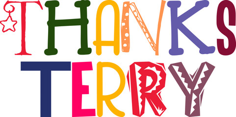 Thanks Terry Hand Lettering Illustration for Book Cover, Logo, Label, Poster
