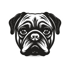 pug, vintage logo concept black and white color, hand drawn illustration
