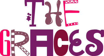 The Graces Typography Illustration for Infographic, Icon, Presentation , Bookmark 