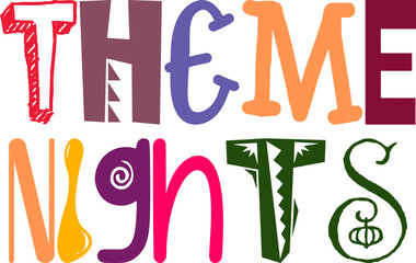 Theme Nights Calligraphy Illustration for Icon, Bookmark , Banner, Stationery