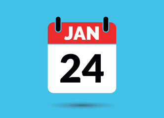 24 January Calendar Date Flat Icon Day 24 Vector Illustration