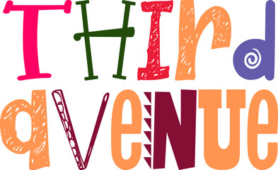 Third Avenue Hand Lettering Illustration for Label, Mug Design, Presentation , Book Cover