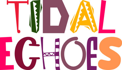 Tidal Echoes Calligraphy Illustration for Mug Design, Sticker , Label, Banner