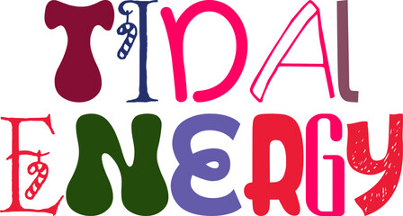 Tidal Energy Calligraphy Illustration for Book Cover, Gift Card, Bookmark , Label