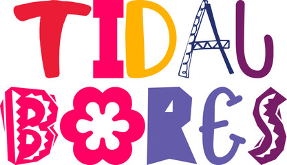 Tidal Bores Calligraphy Illustration for Gift Card, Decal, Packaging, Sticker 