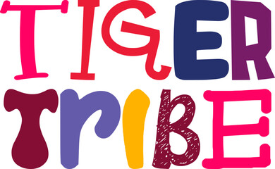 Tiger Tribe Typography Illustration for Postcard , Stationery, Flyer, Gift Card