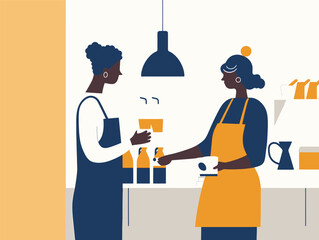 Primary Palette: A Vibrant Illustration of People at a Cafe