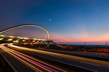 Fototapeta na wymiar Hsinchu harp bridge in Hsinchu, Taiwan