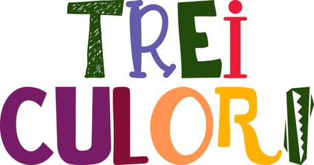 Trei Culori Hand Lettering Illustration for Book Cover, Sticker , Icon, Mug Design