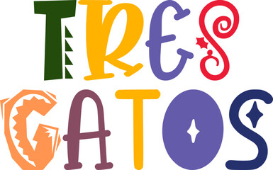 Tres Gatos Typography Illustration for Presentation , Motion Graphics, Social Media Post, Logo