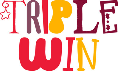 Triple Win Calligraphy Illustration for Icon, Flyer, Mug Design, Book Cover