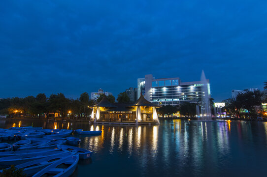 Night view of Taichung Park in Taichung, Taiwan