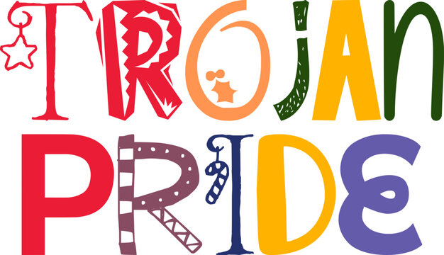 Trojan Pride Calligraphy Illustration for Sticker , Social Media Post, Bookmark , Presentation 
