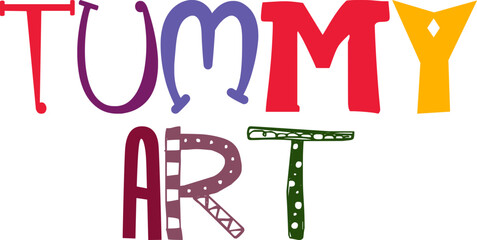 Tummy Art Typography Illustration for Banner, Bookmark , Logo, Poster