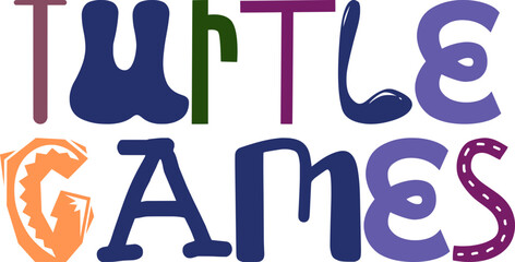 Turtle Games Calligraphy Illustration for Gift Card, Icon, Motion Graphics, Sticker 