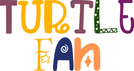 Turtle Fan Typography Illustration for Mug Design, Icon, Flyer, Bookmark 