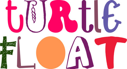 Turtle Float Calligraphy Illustration for Logo, Brochure, Bookmark , Sticker 