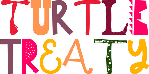 Turtle Treaty Calligraphy Illustration for Bookmark , Infographic, Sticker , Decal