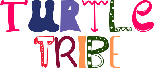 Turtle Tribe Typography Illustration for Packaging, Logo, Poster, Banner