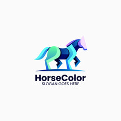 Vector Logo Illustration Horse Gradient Colorful Style.