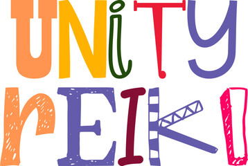 Unity Reiki Hand Lettering Illustration for Decal, Newsletter, Logo, Motion Graphics