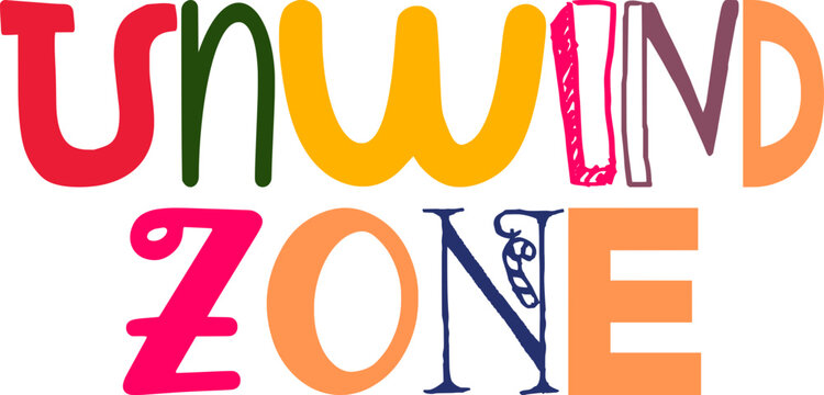 Unwind Zone Calligraphy Illustration for Bookmark , Motion Graphics, Presentation , Postcard 