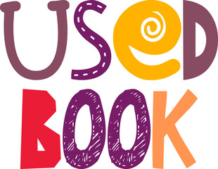 Used Book Typography Illustration for Logo, Sticker , Newsletter, Motion Graphics