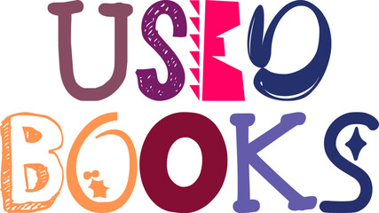 Obraz premium Used Books Hand Lettering Illustration for Gift Card, Postcard , Book Cover, Newsletter