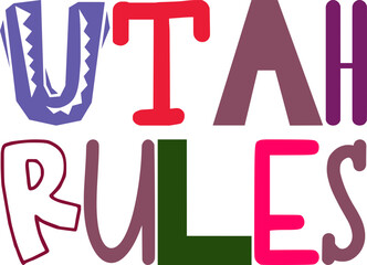 Utah Rules Typography Illustration for Magazine, Bookmark , Packaging, Newsletter