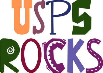 Usps Rocks Typography Illustration for Newsletter, Mug Design, Brochure, Sticker 