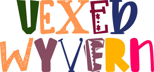 Vexed Wyvern Hand Lettering Illustration for Flyer, Icon, Sticker , Infographic