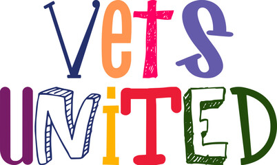 Vets United Typography Illustration for Social Media Post, Label, Postcard , Logo