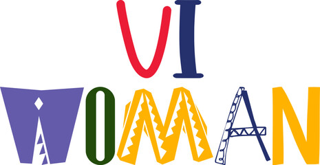 Vi Woman Typography Illustration for Mug Design, T-Shirt Design, Stationery, Sticker 