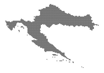 Fototapeta na wymiar An abstract representation of Croatia,Croatia map made using a mosaic of black dots. Illlustration suitable for digital editing and large size prints. 