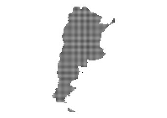 An abstract representation of Argentina,Argentina map made using a mosaic of black dots. Illlustration suitable for digital editing and large size prints. 