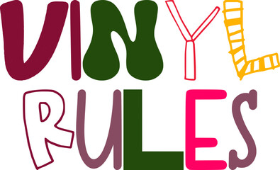 Vinyl Rules Typography Illustration for Brochure, Social Media Post, Bookmark , Magazine