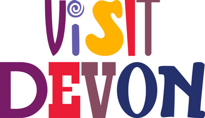 Visit Devon Calligraphy Illustration for Brochure, Postcard , Sticker , Flyer