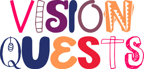 Vision Quests Typography Illustration for Logo, Flyer, Gift Card, Mug Design