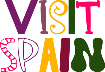 Visit Spain Calligraphy Illustration for Magazine, Infographic, Gift Card, Motion Graphics
