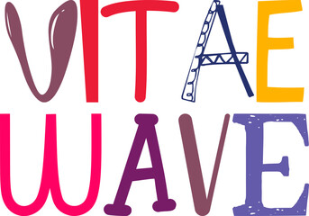 Vitae Wave Typography Illustration for Postcard , Social Media Post, T-Shirt Design, Magazine