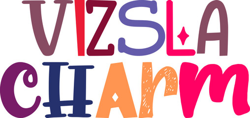 Vizsla Charm Typography Illustration for Gift Card, Icon, Sticker , Brochure