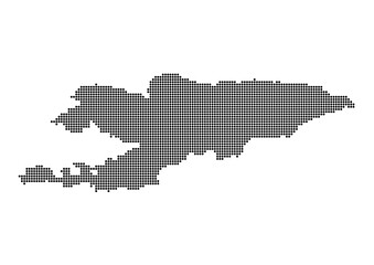 Fototapeta na wymiar An abstract representation of Kyrgyzstan,Kyrgyzstan map made using a mosaic of black dots. Illlustration suitable for digital editing and large size prints. 
