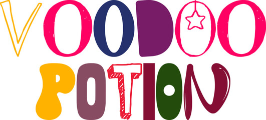 Voodoo Potion Calligraphy Illustration for Label, Postcard , Packaging, Logo