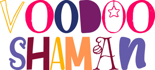 Voodoo Shaman Typography Illustration for Packaging, Motion Graphics, Stationery, Postcard 