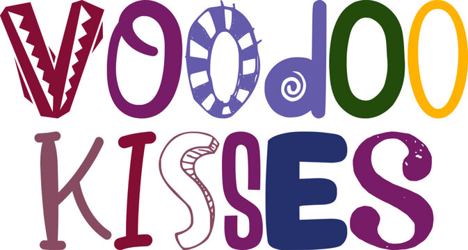Voodoo Kisses Typography Illustration for Icon, Brochure, Mug Design, Logo