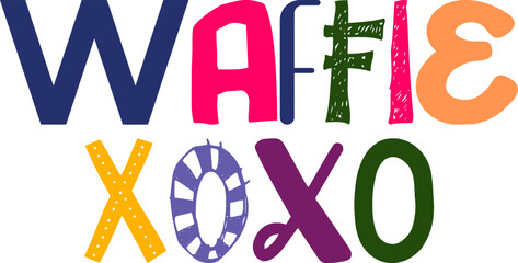 Waffle Xoxo Hand Lettering Illustration for Infographic, Logo, Poster, Gift Card