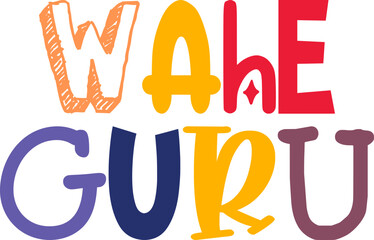 Wahe Guru Typography Illustration for Book Cover, Flyer, Logo, Label