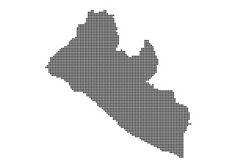 Obraz premium An abstract representation of Liberia,Liberia map made using a mosaic of black dots. Illlustration suitable for digital editing and large size prints. 