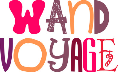 Wand Voyage Hand Lettering Illustration for Icon, Book Cover, Label, Social Media Post